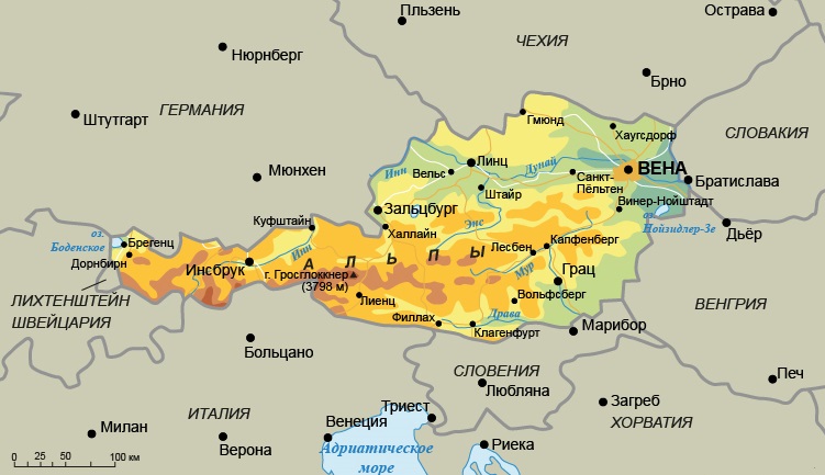 Карта австрии и венгрии